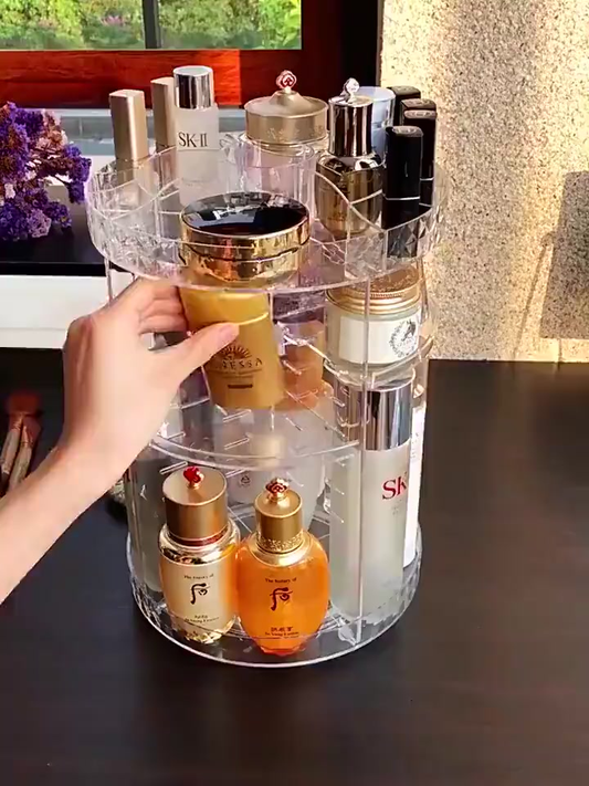 Kit Organizador Cosmético Maquiagem Acrílico Giratório 360º