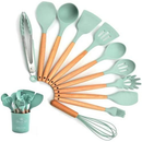 KIT 12 Peças de Utensílios Para Cozinha em Silicone e Bambu
