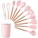 KIT 12 Peças de Utensílios Para Cozinha em Silicone e Bambu